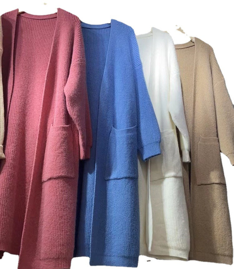 Damen Großer Strickmantel mit tiefen Taschen und lässigem Schnitt EB