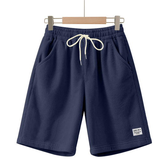 Herren nan knielange Lounge-Shorts im Rippenstrukturjersey mit elastischem Kordelzugbund und aufgesetzten Eingrifftaschen EB