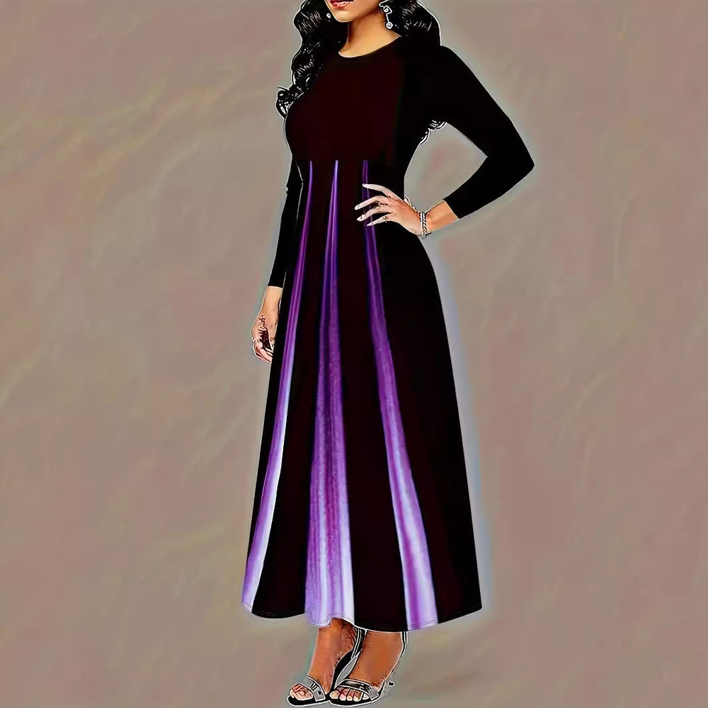 Damen Elegantes Maxikleid mit einzigartigem Farbverlauf und praktischen Taschen EB