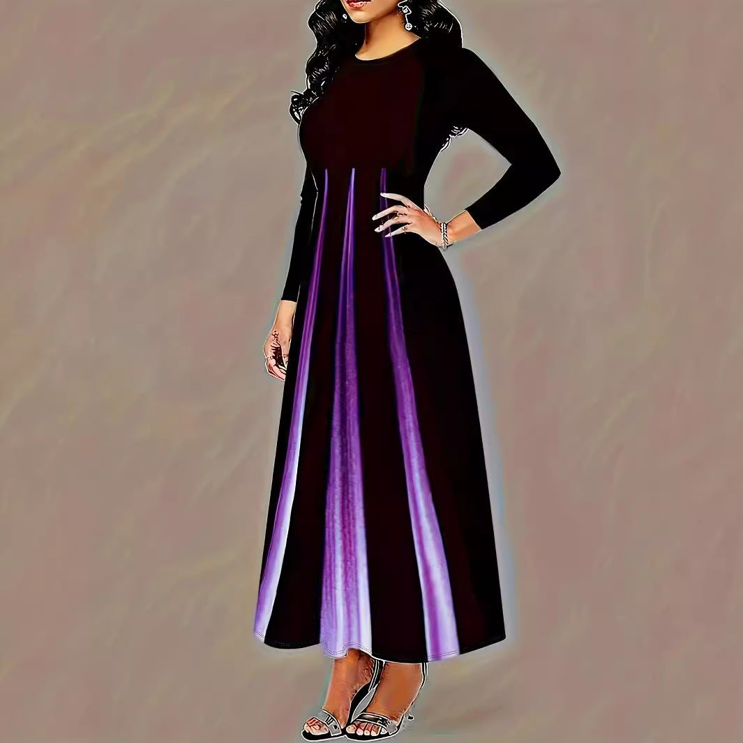 Damen Elegantes Maxikleid mit einzigartigem Farbverlauf und praktischen Taschen EB