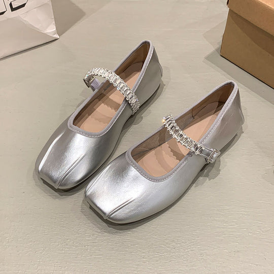 Damen Ballerinas mit funkelndem Riemen EB