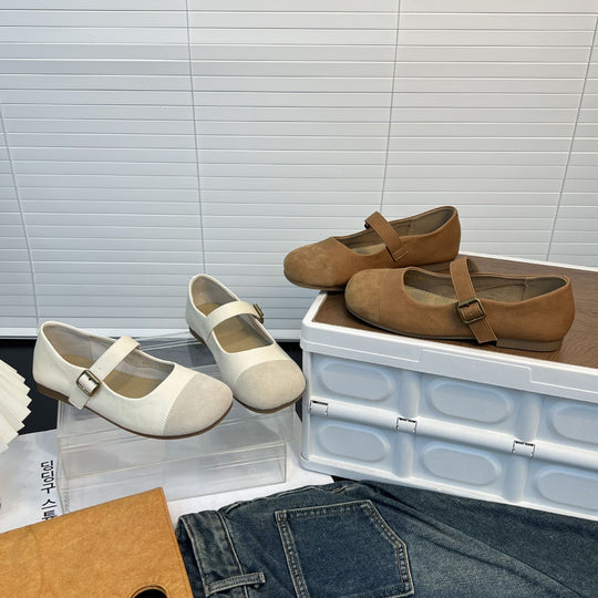 Damen klassische Ballerinas mit verstellbarem Riemen und bequemer Innensohle EB