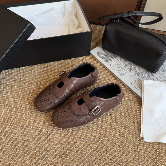 Damen Elegante Mokassins mit modischem Riemen und atmungsaktiver Innensohle EB