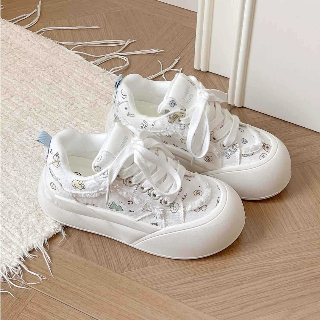 Damen Modische Freizeitsneaker mit floralem Design und komfortabler Sohle EB