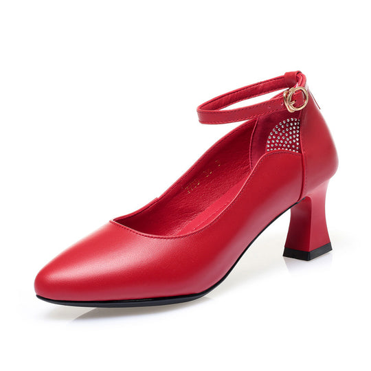 Damen Elegante Pumps mit geschmackvollem Riemchen und komfortablem Blockabsatz EB