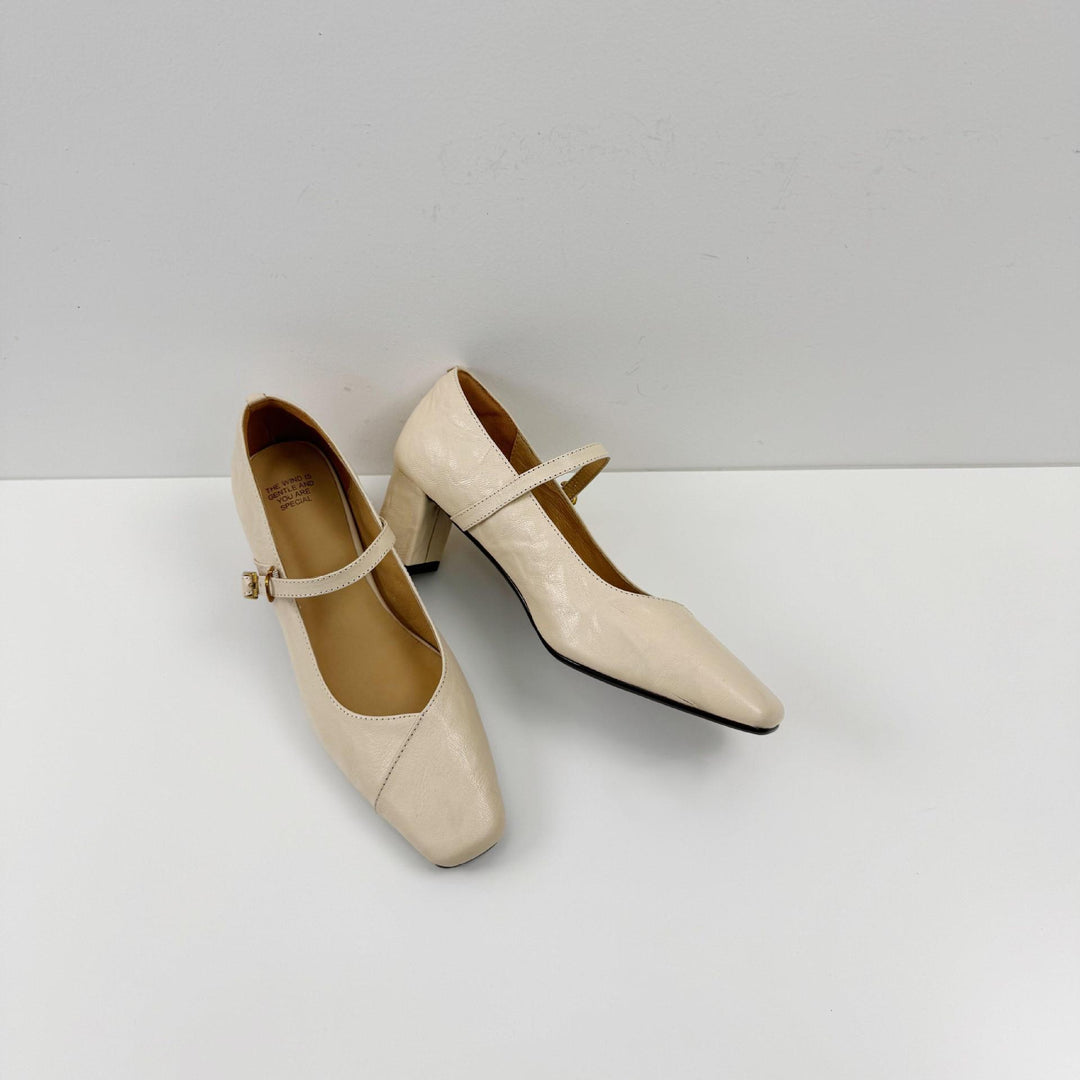 Damen Elegante Slingback-Pumps aus hochwertigem Leder mit komfortablem Blockabsatz EB
