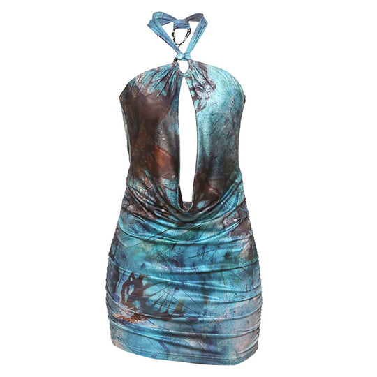 Damen Mini Kleid mit schickem Wickeldesign und tiefem Ausschnitt EB