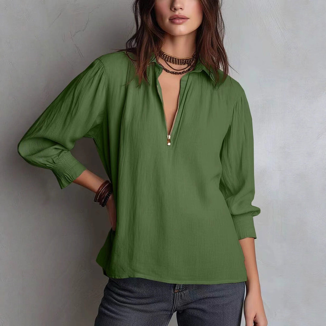 Damenbluse mit halblangem Arm und Reißverschluss EB