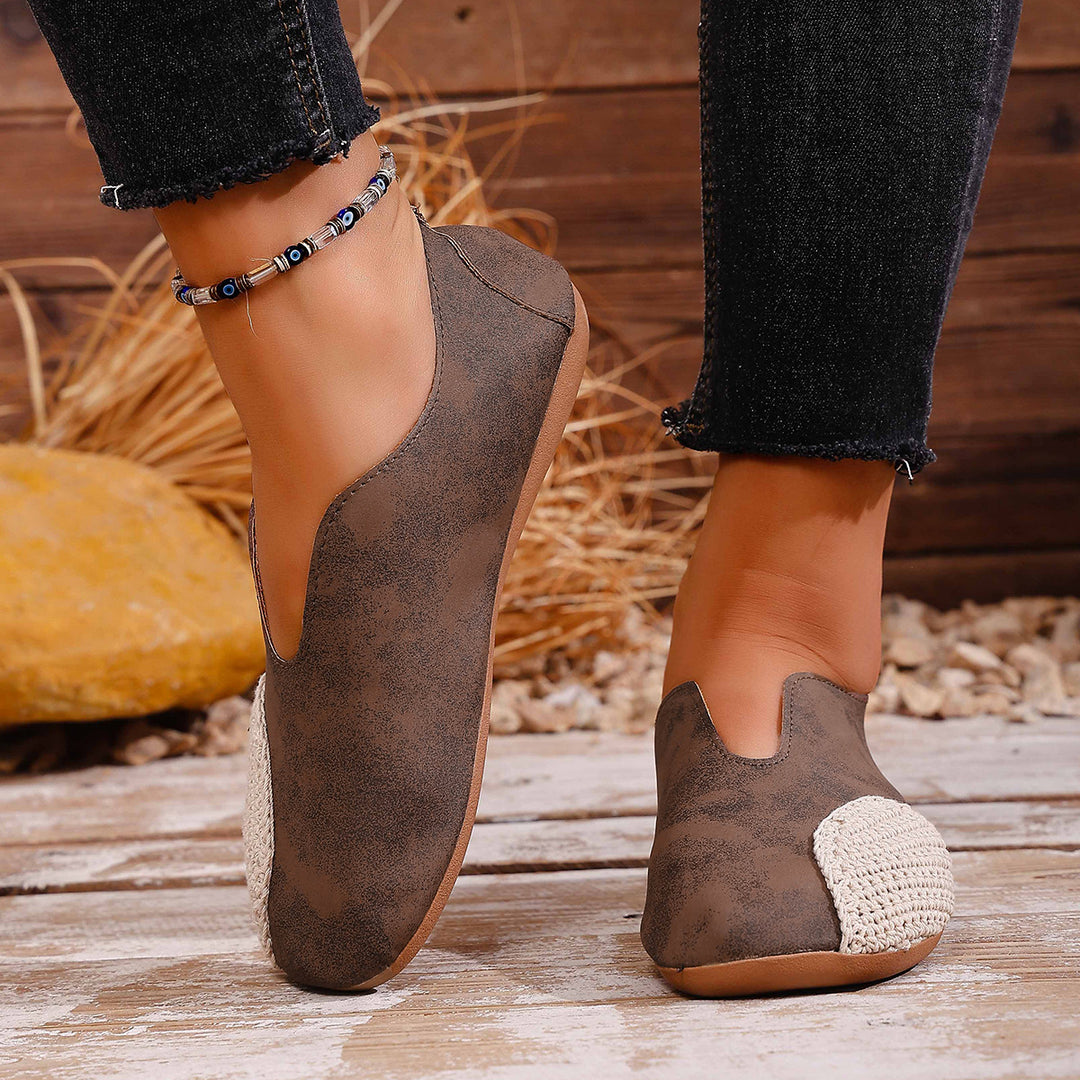 Damen Bequeme Ballerina-Schuhe mit modischem Häkel-Detail EB