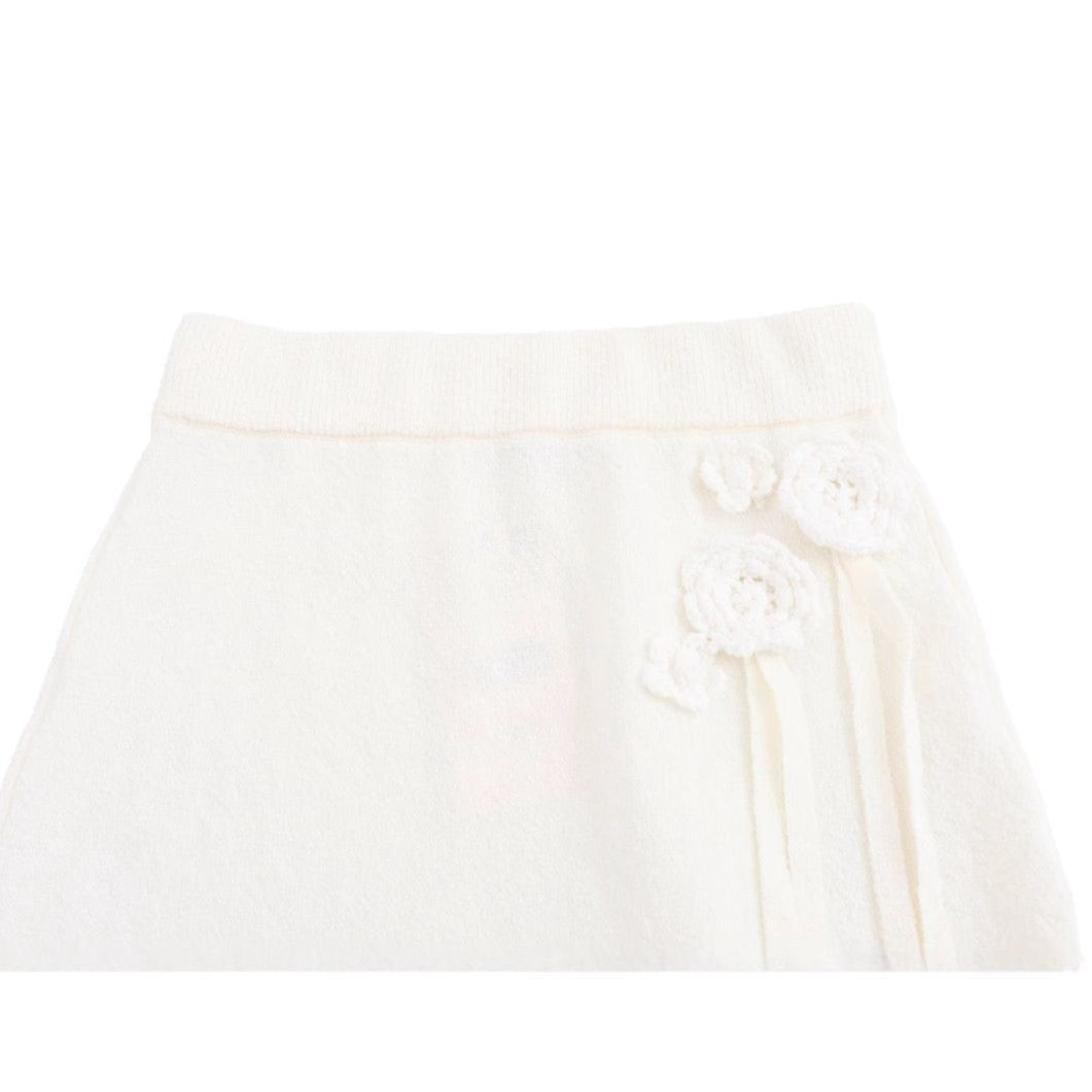 Damen Midi-Rock mit floralem Rüschendesign und elastischem Bund EB