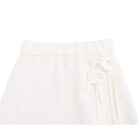 Damen Midi-Rock mit floralem Rüschendesign und elastischem Bund EB