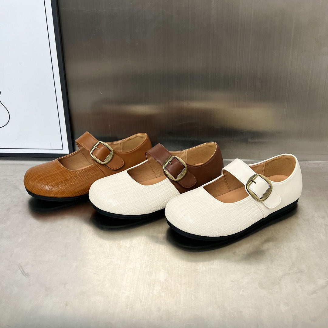 Damen Ballerinas mit elegantem Riemen und strukturiertem Obermaterial EB