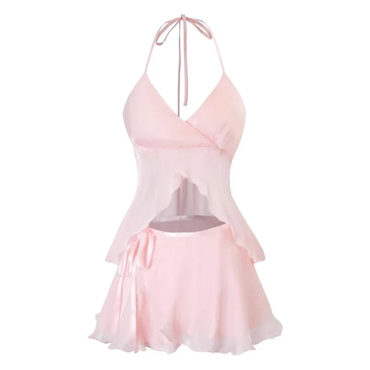 Damen verspieltes Crop-Top und kurzer Rock EB