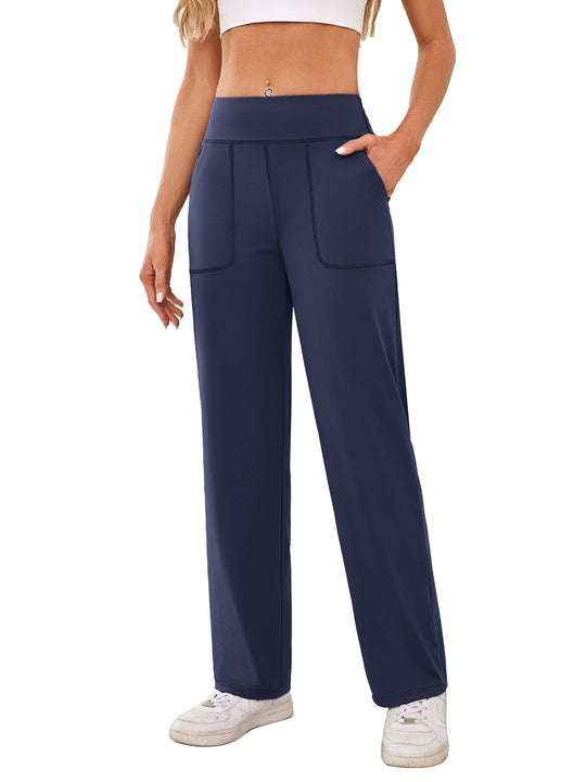 Damen bequeme Freizeithose mit seitlichen Taschen und elastischem Bund EB