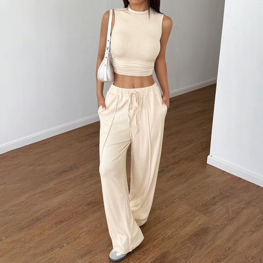 Damen Modisches Crop-Top mit lockerer Hose EB