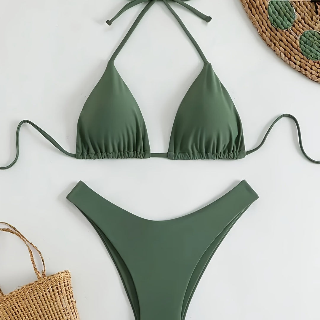 Damen Triangel-Bikini-Set mit gerafftem Design EB