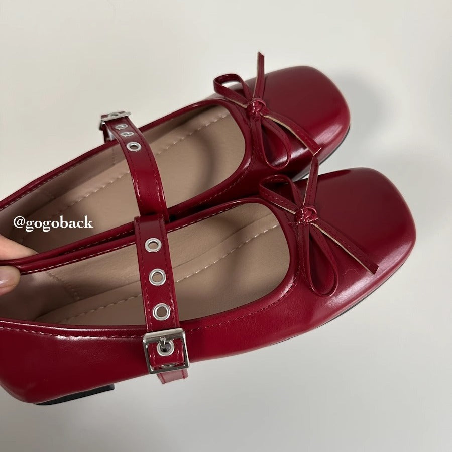 Damen Ballerinas mit dekorativem Schleifenakzent und verstellbarem Riemen EB