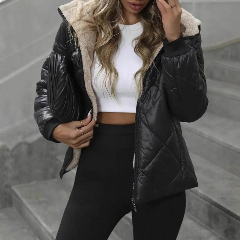 Damen gesteppte Winterjacke mit kuscheligem Fleece EB