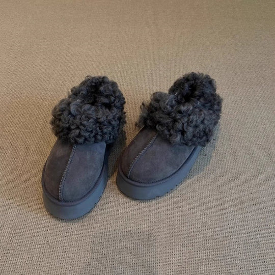 Damen Gemütliche Fell-Clogs mit weichem Innenfutter und rutschfester Sohle EB