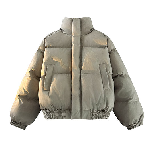 Damen Stylische Daunenjacke mit hoher Kragen und elastischen Ärmelabschlüssen EB