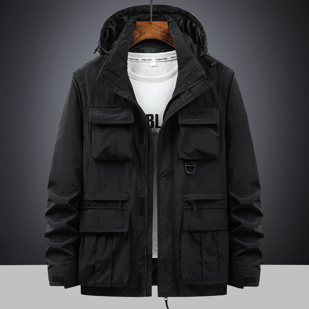 Men's  tactical hooded field parka with multi-pocket utility front and D-ring EB