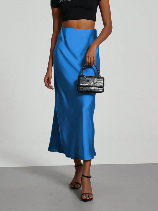 Damen Elegante und fließende Satin Maxiröcke EB