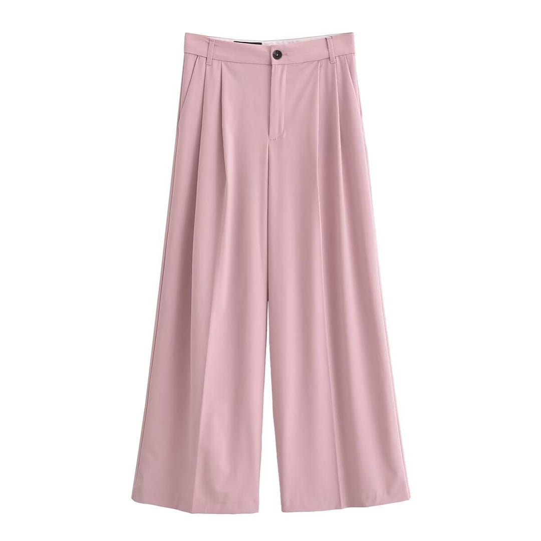 Damen elegante weite Hosen mit hoher Taille und Faltenwurf EB