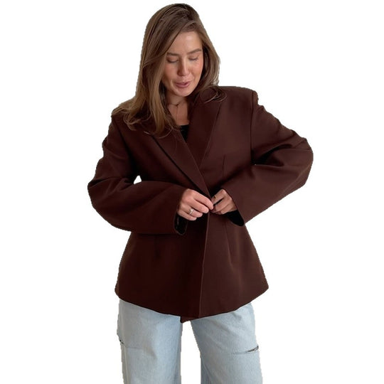 Damen eleganter Oversize-Blazer mit doppelter Knopfleiste EB