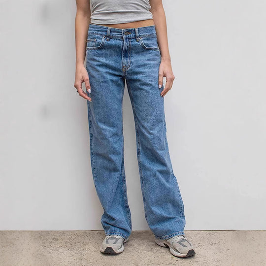 Damen weite Jeans mit lässigem Schnitt und ausgefranstem Saum EB
