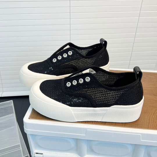 Damen Sportliche Sneakers mit atmungsaktiver Netzstruktur und trendigem Glitzerdesign EB