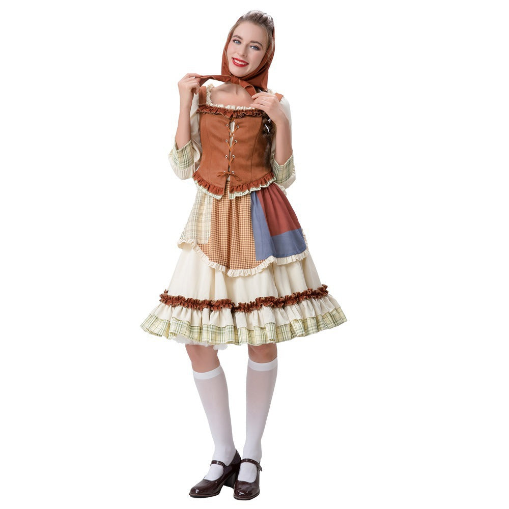 Damen historisches Trachtenkleid mit detailverliebt gestaltetem Oberteil und voluminösem Rock EB