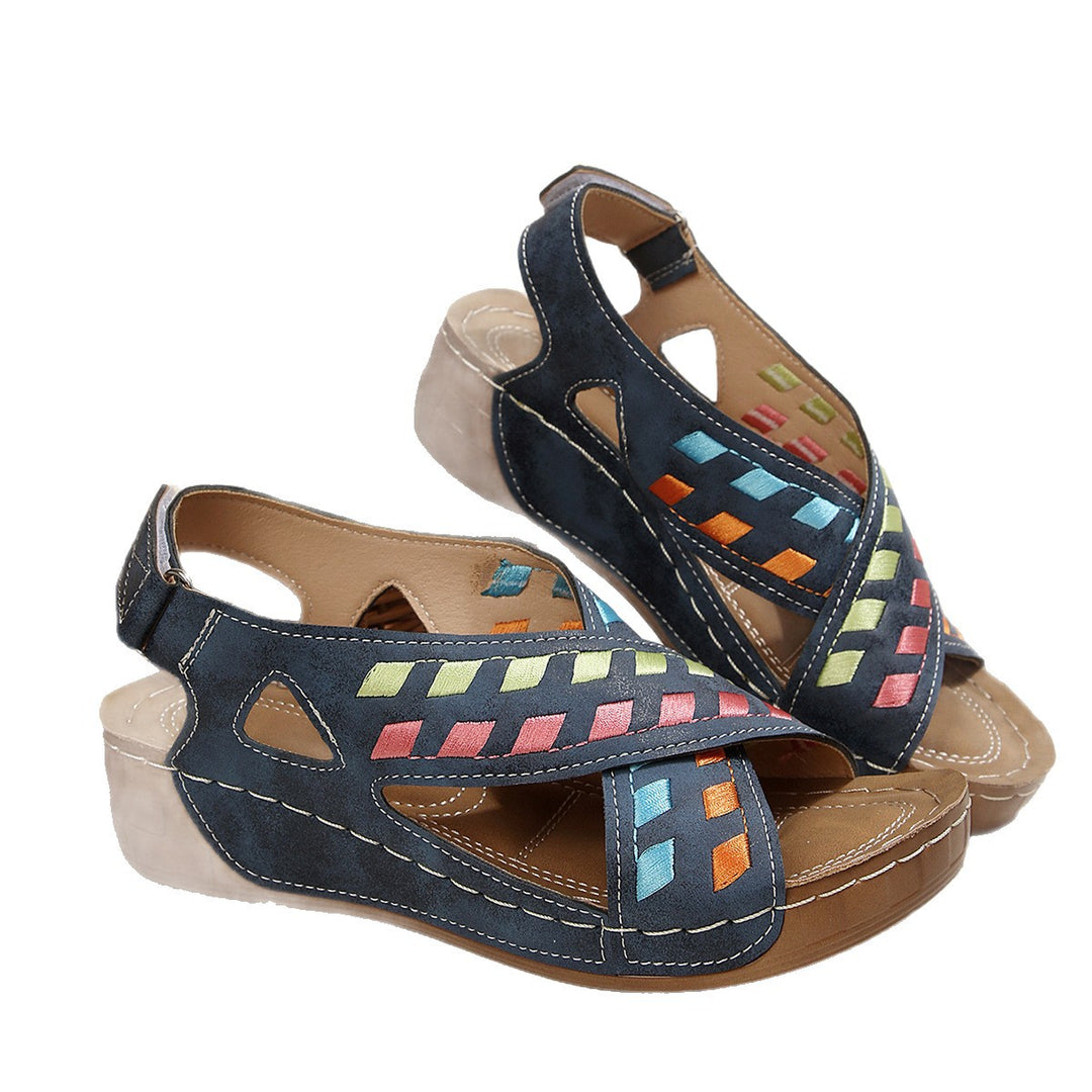 Damen offene Freizeit-Sandalen mit kunstvollem Flechtmuster EB