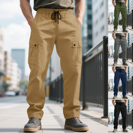Herren nan urbane utilitarische Cargohose mit elastischem Komfortbund, Tunnelzug und verschließbaren Klappentaschen EB