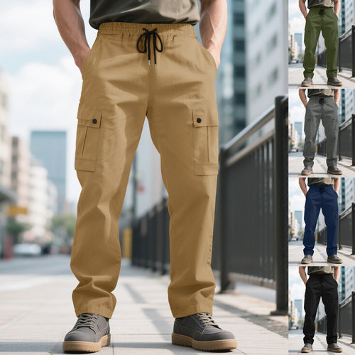 Herren nan urbane utilitarische Cargohose mit elastischem Komfortbund, Tunnelzug und verschließbaren Klappentaschen EB