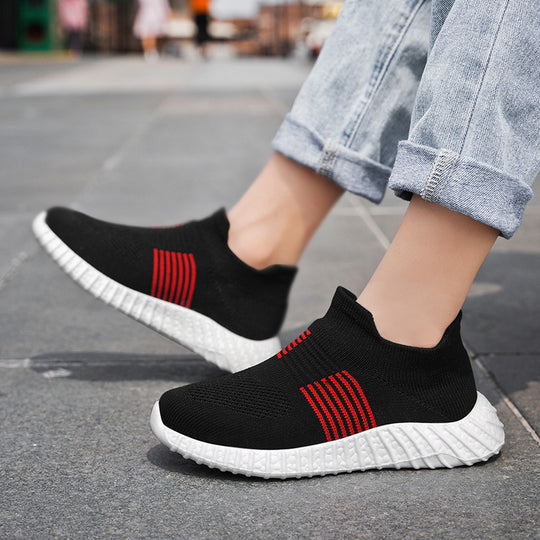 Damen Sportliche Strick-Sneaker mit elastischem Abschluss EB