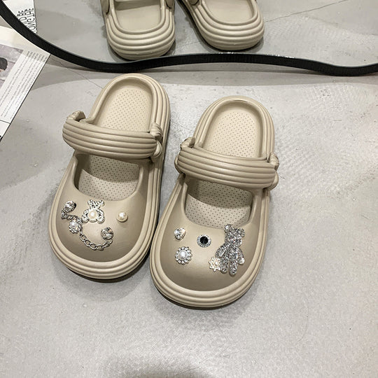 Damen Sandalen mit funkelnden Dekoren und praktischem Riemenverschluss EB