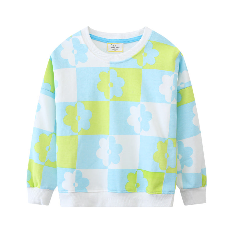 Mädchen Sweatshirt mit buntem Blumenmuster EB