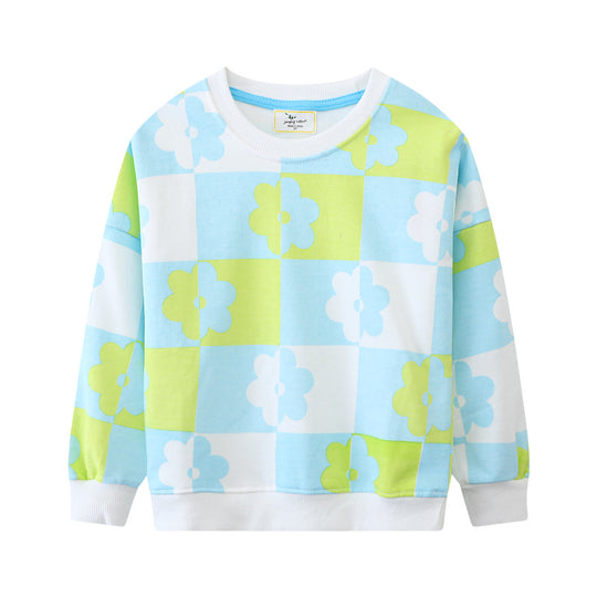 Mädchen Sweatshirt mit buntem Blumenmuster EB