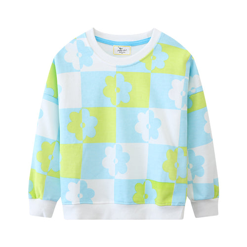 Mädchen Sweatshirt mit buntem Blumenmuster EB