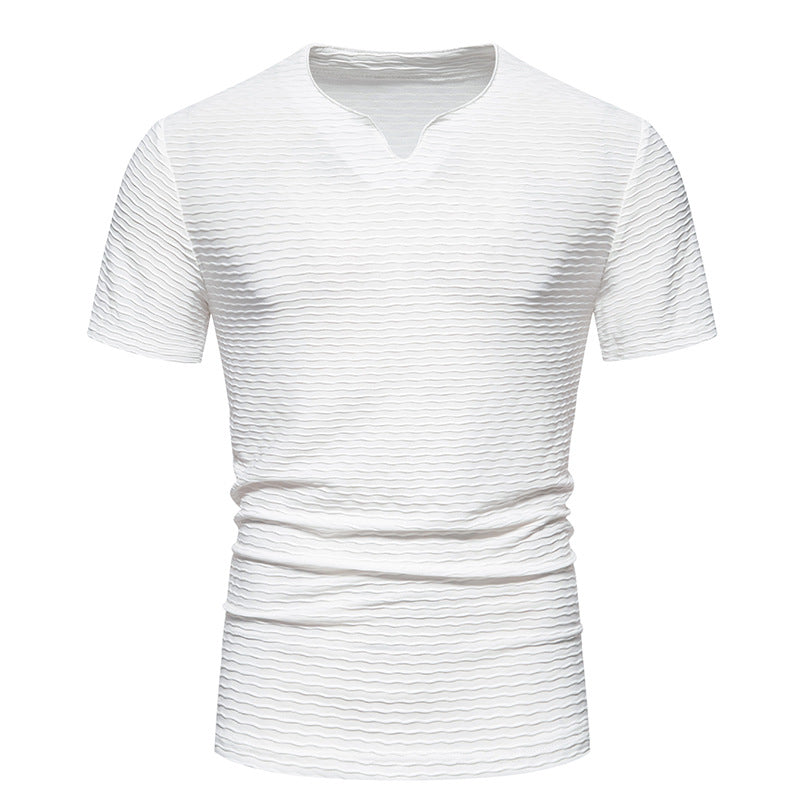 Herren Kurzarm T-Shirt mit strukturiertem Wellenmuster EB