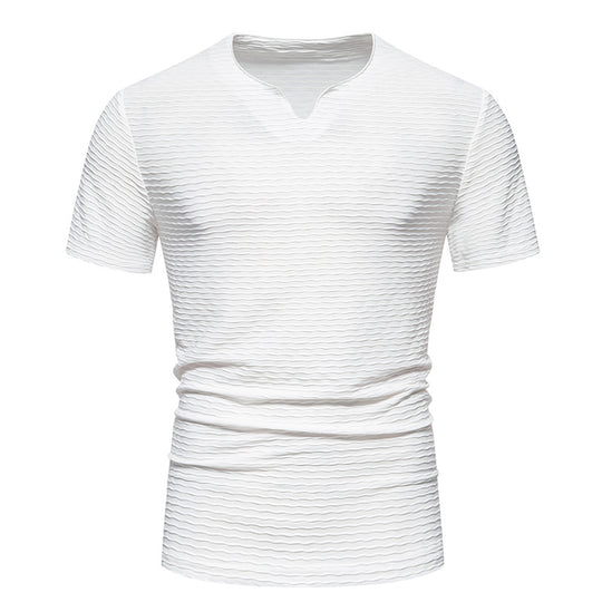Herren Kurzarm T-Shirt mit strukturiertem Wellenmuster EB