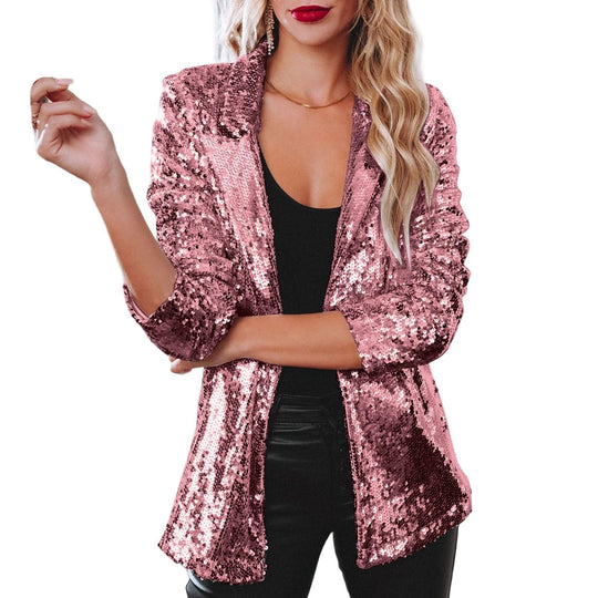 Damen Glitzerblazer mit schimmernden Pailletten und elegantem Schnitt EB