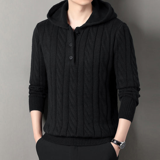 Herren Kapuzenpullover mit strukturierter Strickoptik EB