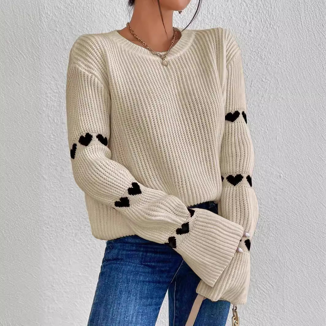 Damen Pullover mit romantischem Herzdesign EB