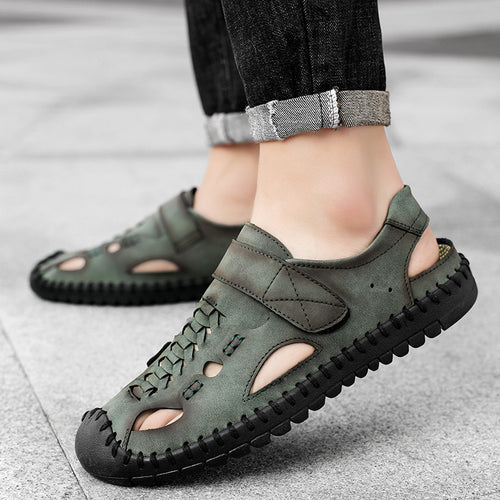 Herren Komfortable Leder-Sandalen mit rutschfester Sohle EB