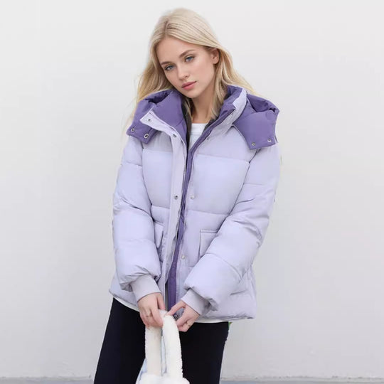 Damen gefütterte Pufferjacke mit großzügigen Taschen und abnehmbarer Kapuze EB