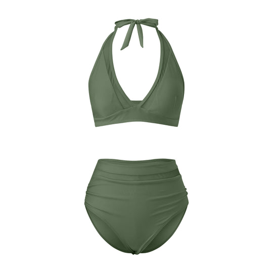 Damen Hochtailliertes Bademoden-Set mit stylischem Haltertop EB