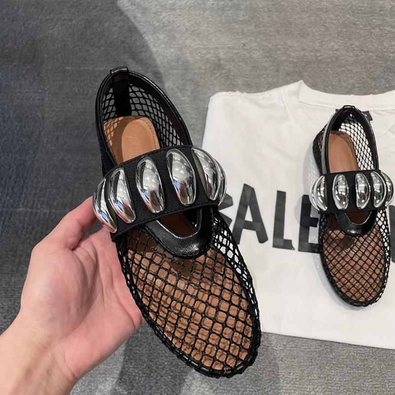 Damen Modische Mesh-Sandalen mit metallischem Akzent EB