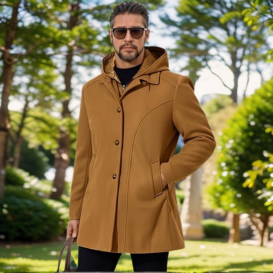 Herren elegante Übergangsjacke mit Kapuze und ausgestellten Abnähern EB