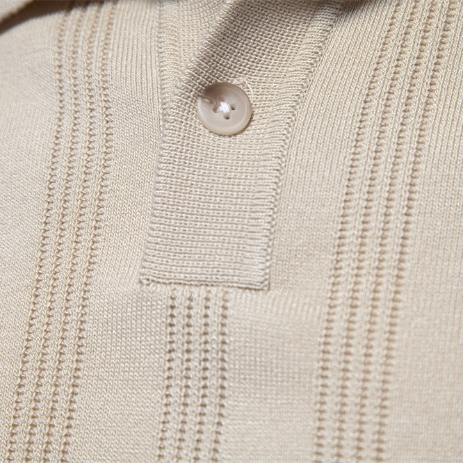 Herren Kurzarm Polo-Shirt mit strukturiertem Streifenmuster EB